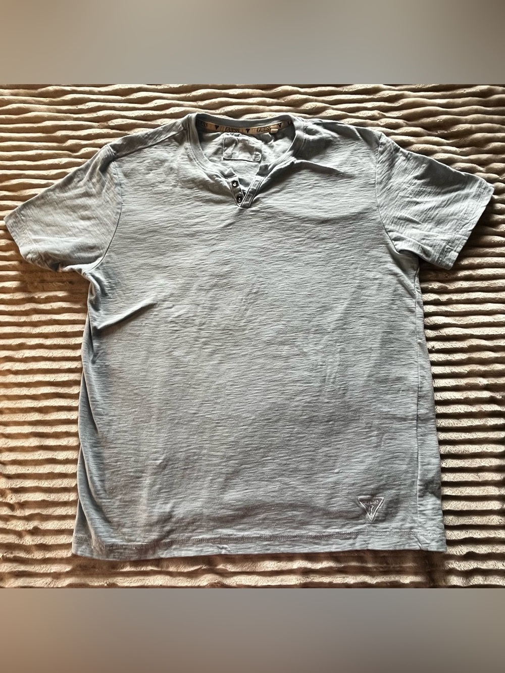 Guess Light Blue Short-Sleeve Henley Tee ♡